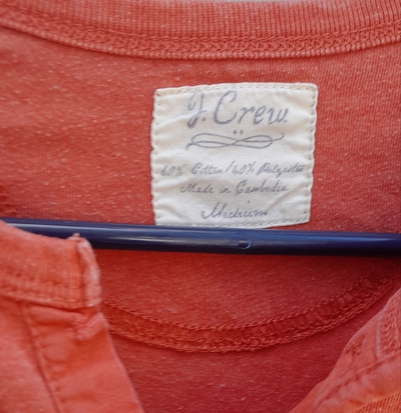 J Crew Mens M Long Sleeve Henley in Rust Orange GUC - Picture 2 of 3